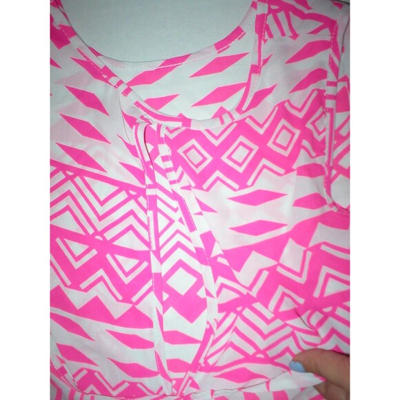 New Womens Small Minx USA made Blouse Top White Pink Sleeveless Open Back Slit S - Picture 5 of 10